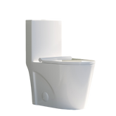 TVOFEK Comfort Height Modern One Piece Toilet, 1.1/1.6 GPF Elongated Dual Flush Toilet with Soft Closing Seat, Standard Modern Toilet for Bathroom, 12" Rough-In