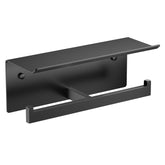 TVOFEK Double Toilet Paper Holder with Shelf, Wall Mount Tissue Roll Holder for Bathroom Kitchen RV, Stainless Steel Double Tissue Roll Rack, Matte Black