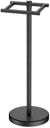 TVOFEK Freestanding Toilet Paper Holder Stand, Toilet Roll Holder Stainless Steel, Post Pivoting Design & Stable Weighted Base, Matte Black