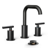 TVOFEK Bathroom Faucets for Sink 3 Hole, Black Bathroom Sink Faucet for Vanity, Pop up Drain Assembly, Stainless Steel Faucets for Sink Basin Restroom