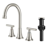 TVOFEK 8 inch Widespread Bathroom Sink Faucet 3 Hole with Pop up Drain and cUPC Hose, 2 Handle Brushed Nickel Vanity Faucet with 360° Spout for Restroom, RV, Bar