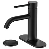 TVOFEK Single Hole Bathroom Faucet, Matte Black Sink Faucet 3 Hole with Metal Pop up Drain for Vanity RV Restroom