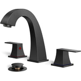 TVOFEK Matte Black Bathroom Faucet 3 Hole, Widespread Bathroom Sink Faucets with Metal Pop up Drain and Supply Lines, Lead-Free 8 inch Faucet for Restroom Farmhouse