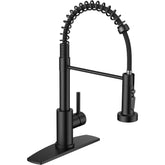 TVOFEK Matte Black Kitchen Faucet with Sprayer 3-Mode, Commercial Single Handle Stainless Steel Sink Faucets with Deck Plate for RV Bar Laundry Camper Farmhouse