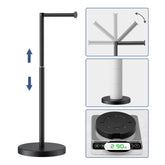 TVOFEK Toilet Paper Holder Free standing Adjustable Height, Stainless Steel Toilet Paper Holder Stand for 4 Rolls with Storage, Stable Weighted Base, Matte Black