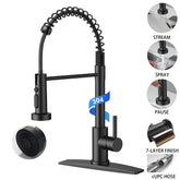 TVOFEK Kitchen Faucet with 3-Mode Sprayer, Brushed Nickel Spring Kitchen Water Faucets with Deck Plate for RV Laundry Vessel