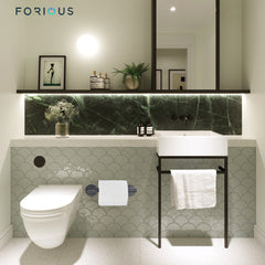 TVOFEK Two Post Wall Mount Toilet Paper Holder, 304 Stainless Steel Toilet Paper Roll Holder for Bathroom Kitchen, Matte Black