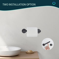 TVOFEK Wall Mount Toilet Paper Holder and Towel Ring, Stainless Steel Matte Black Bathroom Hardware Set 2 Pieces