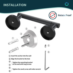 TVOFEK Wall Mount Toilet Paper Holder and Towel Ring, Stainless Steel Matte Black Bathroom Hardware Set 2 Pieces