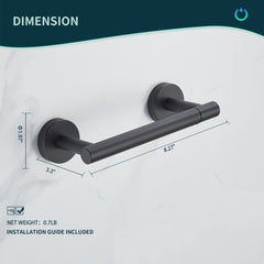 TVOFEK Wall Mount Toilet Paper Holder and Towel Ring, Stainless Steel Matte Black Bathroom Hardware Set 2 Pieces