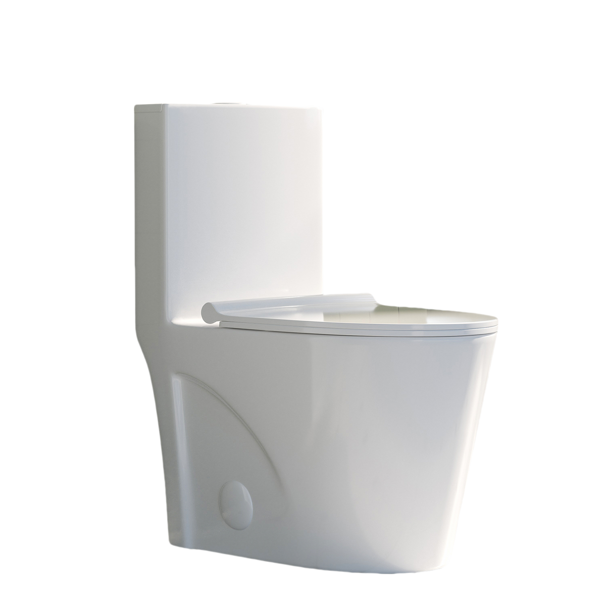 TVOFEK Comfort Height Modern One Piece Toilet, 1.1/1.6 GPF Elongated Dual Flush Toilet with Soft Closing Seat, Standard Modern Toilet for Bathroom, 12" Rough-In