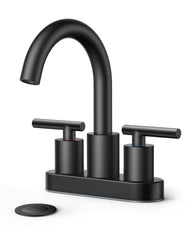 TVOFEK Black Bathroom Faucets for Sink 3 Hole, 8 inch Widespread Water Faucet with Metal Pop-up Drain, Aerator and cUPC Supply Hoses