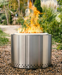TVOFEK Smokeless Fire Pit Stainless Steel, 19.7 inch Firepits for Outside with Removable Ash Pan for Camping, Bonfire