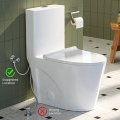 TVOFEK Comfort Height Modern One Piece Toilet, 1.1/1.6 GPF Elongated Dual Flush Toilet with Soft Closing Seat, Standard Modern Toilet for Bathroom, 12" Rough-In