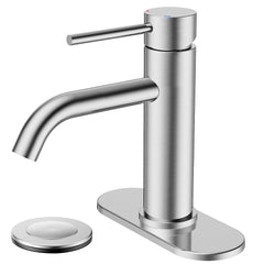 TVOFEK Single Hole Bathroom Faucet, Matte Black Sink Faucet 3 Hole with Metal Pop up Drain for Vanity RV Restroom