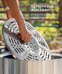 TVOFEK Smokeless Fire Pit Stainless Steel, 19.7 inch Firepits for Outside with Removable Ash Pan for Camping, Bonfire