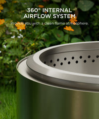 TVOFEK Smokeless Fire Pit Stainless Steel, 19.7 inch Firepits for Outside with Removable Ash Pan for Camping, Bonfire