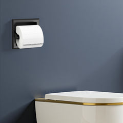 TVOFEK Recessed Toilet Paper Roll Holder, Stainless Steel Wall Mount Tissue Roll Holder for Bathroom with Mounting Bracket, Matte Black