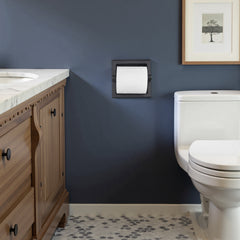 TVOFEK Recessed Toilet Paper Roll Holder, Stainless Steel Wall Mount Tissue Roll Holder for Bathroom with Mounting Bracket, Matte Black