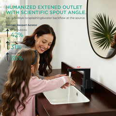 TVOFEK Black Bathroom Faucet 2 or 3 Hole, 4 inch Bathroom Sink Faucet Square Stainless Steel with Metal Pop up Drain and cUPC Hoses for Vanity RV Restroom