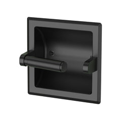 TVOFEK Recessed Toilet Paper Roll Holder, Stainless Steel Wall Mount Tissue Roll Holder for Bathroom with Mounting Bracket, Matte Black