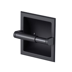 TVOFEK Recessed Toilet Paper Roll Holder, Stainless Steel Wall Mount Tissue Roll Holder for Bathroom with Mounting Bracket, Matte Black