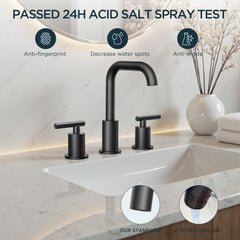 TVOFEK Bathroom Faucets for Sink 3 Hole, Black Bathroom Sink Faucet for Vanity, Pop up Drain Assembly, Stainless Steel Faucets for Sink Basin Restroom