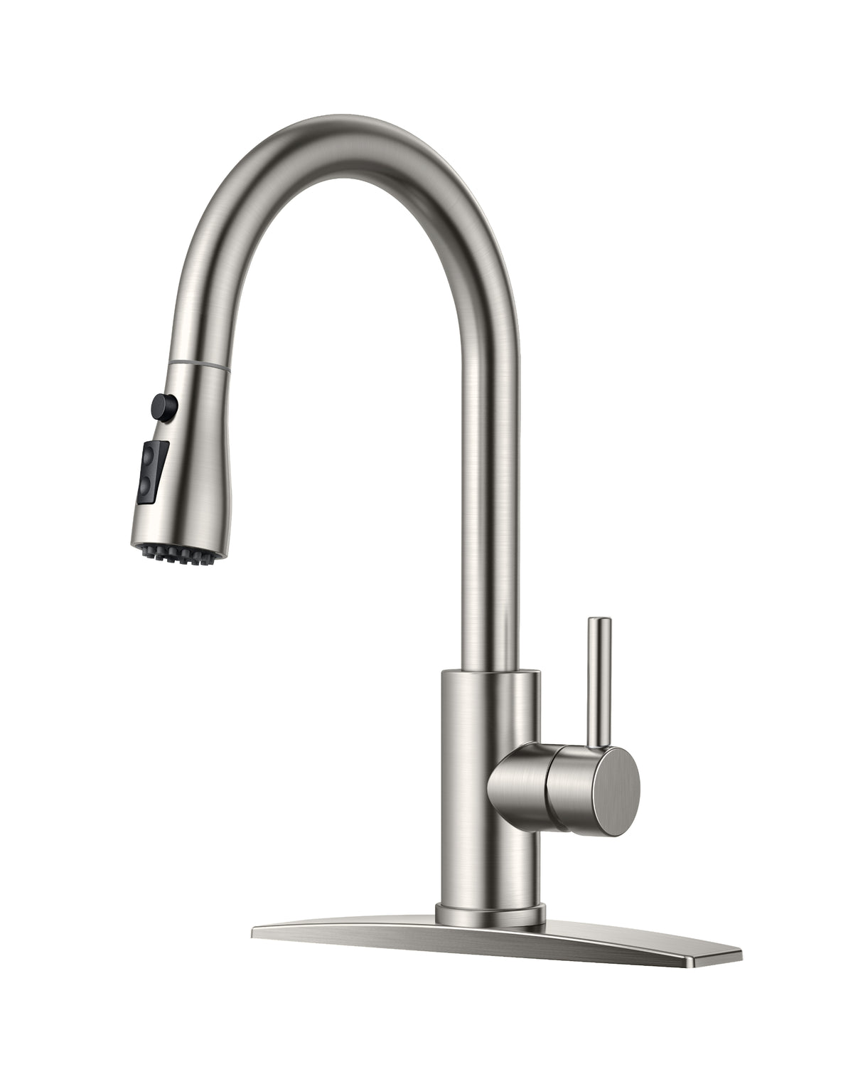 TVOFEK Kitchen Faucet with Sprayer, Brushed Nickel Kitchen Water Faucet with Deck Plate fits 1 or 3 Hole for RV Laundry Bar