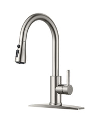 TVOFEK Kitchen Faucet with Sprayer, Brushed Nickel Kitchen Water Faucet with Deck Plate fits 1 or 3 Hole for RV Laundry Bar