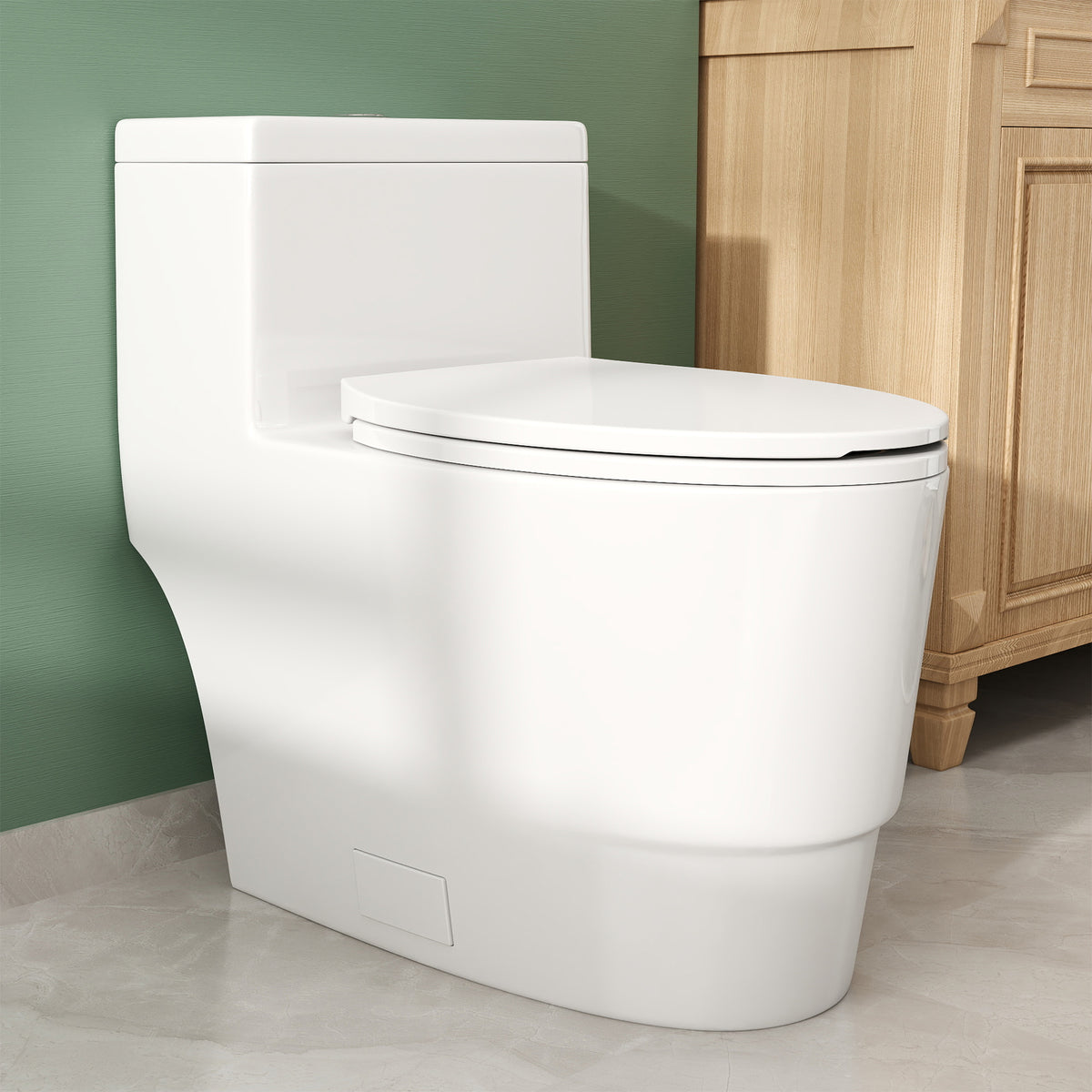 TVOFEK 17" ADA Comfort Height Dual-Flush Toilet Modern Elongated One-Piece Toilet for Floor Mounted Glazed Surface (Seat Included)