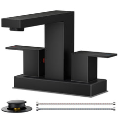 TVOFEK Bathroom Faucets for Sink 3 Hole, Black 8 inch Widespread Bathroom Water Faucet with Metal Pop up Drain for Vanity Restroom