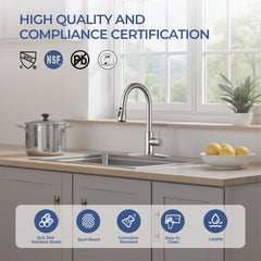 TVOFEK Kitchen Faucet with Sprayer, Brushed Nickel Kitchen Water Faucet with Deck Plate fits 1 or 3 Hole for RV Laundry Bar
