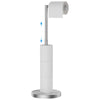 TVOFEK Toilet Paper Holder Freestanding Adjustable Height, Stainless Steel Toilet Paper Holder Stand for 4 Rolls with Storage, Stable Weighted Base, Brushed Nickel