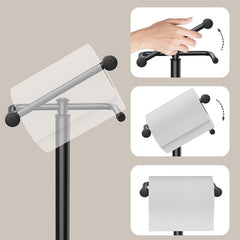 TVOFEK Toilet Paper Holder Free Standing, Vintage Toilet Paper StorageHolder Stainless Steel, with 4.1LBS Stable Weighted Base, Fits Regular and Mega Rolls, Matte Black