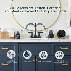 TVOFEK 4inch Centerset Bathroom Sink Faucet 2 or 3 Hole with Pop up Drain for Restroom RV Bar