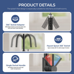 TVOFEK Kitchen Faucet with Pull Down Sprayer, High Arc Kitchen Sink Faucet with Deck Plate fit 1 or 3 Hole, Matte Black Faucets for RV Bar Farmhouse Laundry