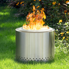 TVOFEK Smokeless Fire Pit Stainless Steel, 19.7 inch Firepits for Outside with Removable Ash Pan for Camping, Bonfire