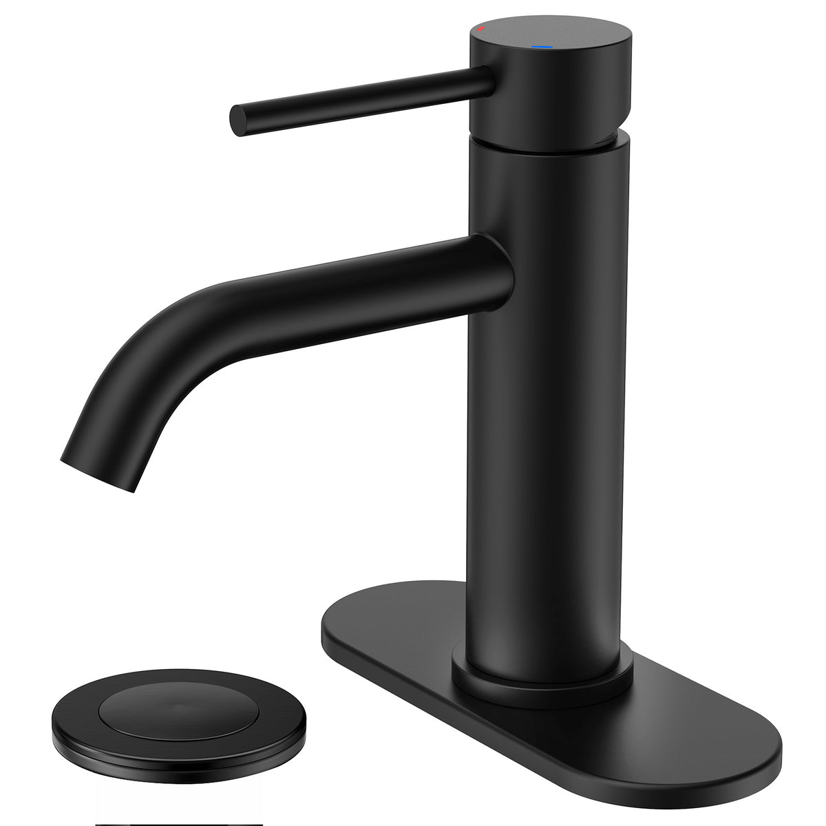 TVOFEK Single Hole Bathroom Faucet, Matte Black Sink Faucet 3 Hole with Metal Pop up Drain for Vanity RV Restroom