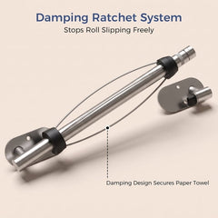 TVOFEK Paper Towel Holder Under Cabinet, Stainless Steel Paper Roll Holder with Damping Effect, Adhesive or Drill Mount, One-Handed Tear for Kitchen, Oval Base