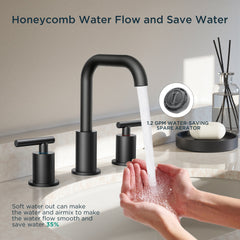 TVOFEK Bathroom Faucets for Sink 3 Hole, Black Bathroom Sink Faucet for Vanity, Pop up Drain Assembly, Stainless Steel Faucets for Sink Basin Restroom