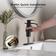 TVOFEK Waterfall Bathroom Faucets, Black Single Handle Bathroom Water Faucet with Metal Pop up Drain and Deck Plate for Basin RV Lavatory Vanity