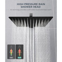 TVOFEK 10 inch Shower Faucet Set Wall Mounted, Bathroom Rain Shower Head System with handheld Combo, Pressure Balanced Valve and Fixtures, Matte Black