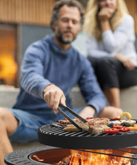 TVOFEK 43 Inch Fire Pit with BBQ Grill, Large Wood Burning Fire Pits with Lid, Fire Poker and Cooking Grate for Backyard, Patio