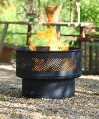 TVOFEK 32 inch Fire Pit with Grill & Lid, Wood Burning Firepits Table with Fire Poker for BBQ, Table, Bonfire