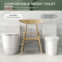 TVOFEK 17" ADA Comfort Height Dual-Flush Toilet Modern Elongated One-Piece Toilet for Floor Mounted Glazed Surface (Seat Included)