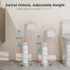 TVOFEK Toilet Paper Holder Freestanding Adjustable Height, Stainless Steel Toilet Paper Holder Stand for 4 Rolls with Storage, Stable Weighted Base, Brushed Nickel