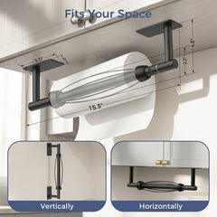 TVOFEK Paper Towel Holder Under Cabinet, Drill Mount or Adhesive Paper Towel Holder, Stainless Steel with Damping Effect, One-Handed Tear for Kitchen, Rectangular Base