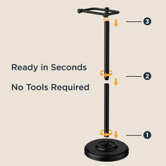 TVOFEK Toilet Paper Holder Free Standing, Vintage Toilet Paper StorageHolder Stainless Steel, with 4.1LBS Stable Weighted Base, Fits Regular and Mega Rolls, Matte Black