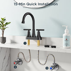 TVOFEK 4inch Centerset Bathroom Sink Faucet 2 or 3 Hole with Pop up Drain for Restroom RV Bar