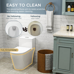 TVOFEK Compact One-Piece Elongated Toilet with Quiet Soft Close Seat, Dual Flush 1.1/1.6GPF, 17"Comfort Height, Easy-Clean Skirted Design, White